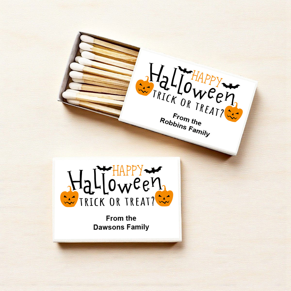 Happy Halloween Trick Or Treat Personalized Matches (Set of 50)
