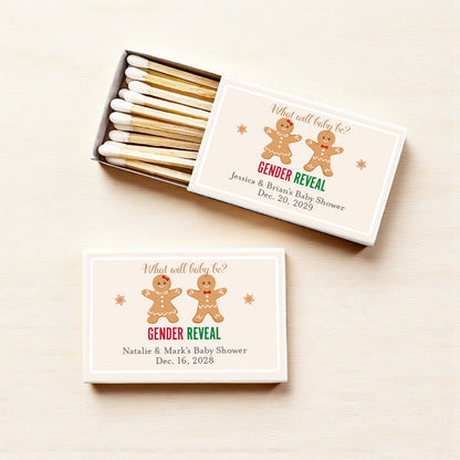 Gingerbread Gender Reveal Personalized Matches (Set of 50)
