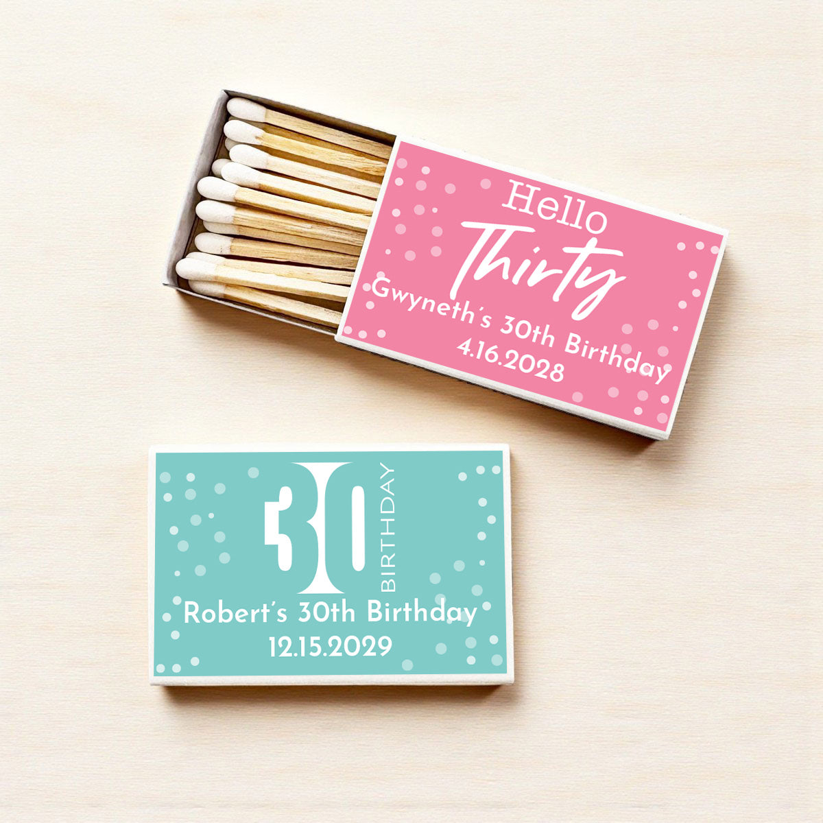 30th Birthday Personalized Matches (Set of 50)