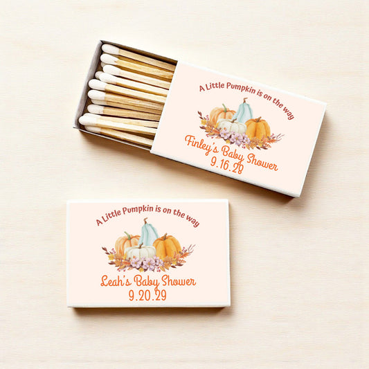 A Little Pumpkin Is On The Way Personalized Matches (Set of 50)