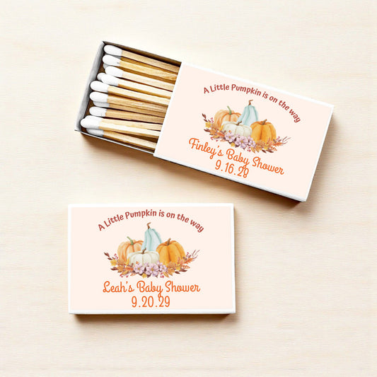 A Little Pumpkin Is On The Way Personalized Matches (Set of 50)