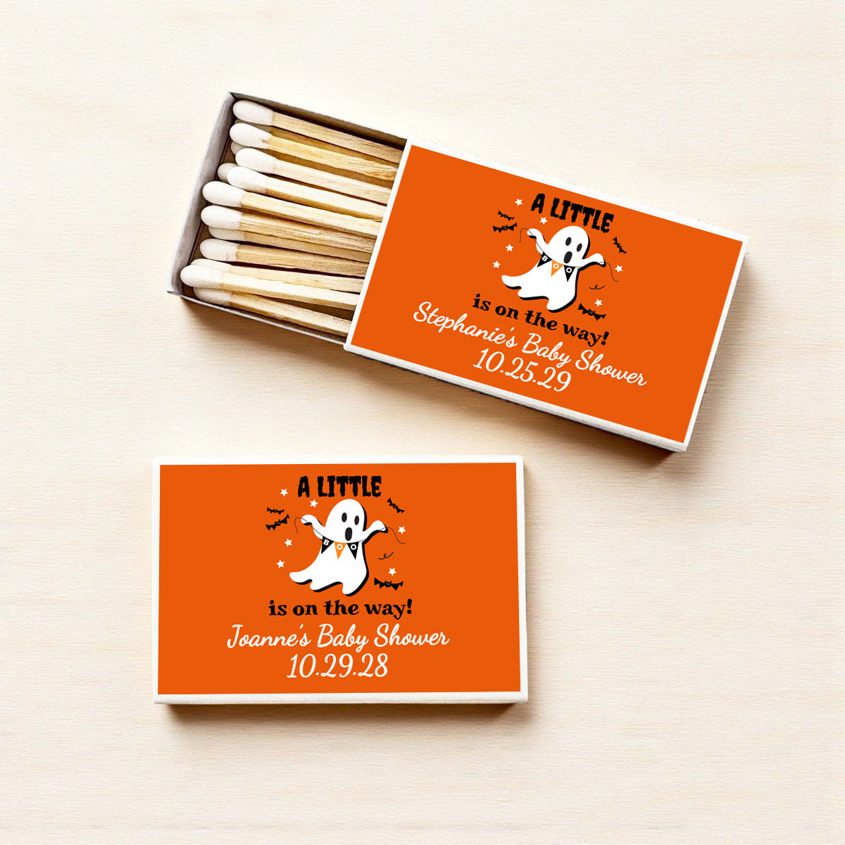 A Little Boo Is On The Way Personalized Matches (Set of 50)