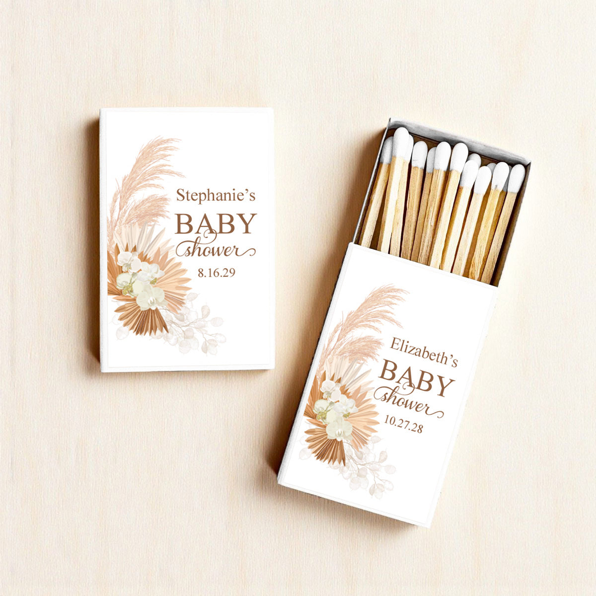 Boho Baby Shower Personalized Matches (Set of 50)