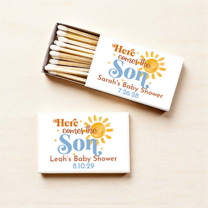 Here Comes The Son Personalized Matches (Set of 50)