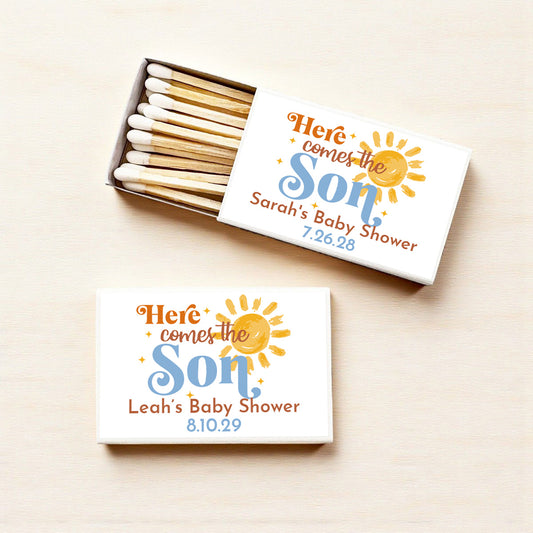 Here Comes The Son Personalized Matches (Set of 50)