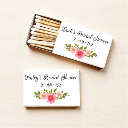 Flower Bridal Shower Personalized Matches (Set of 50)