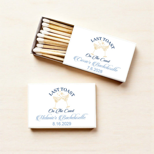 Last Toast On The Coast Personalized Matches (Set of 50)