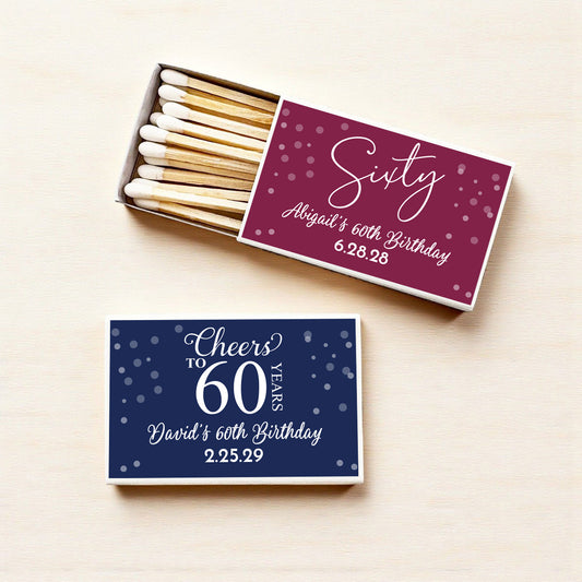60th Birthday Personalized Matches (Set of 50)