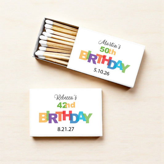 Colorful Birthday Personalized Matches (Set of 50)