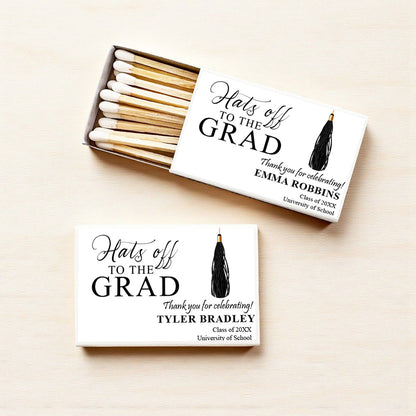 Hats Off The Grad Personalized Matches (Set of 50)