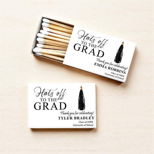 Hats Off The Grad Personalized Matches (Set of 50)
