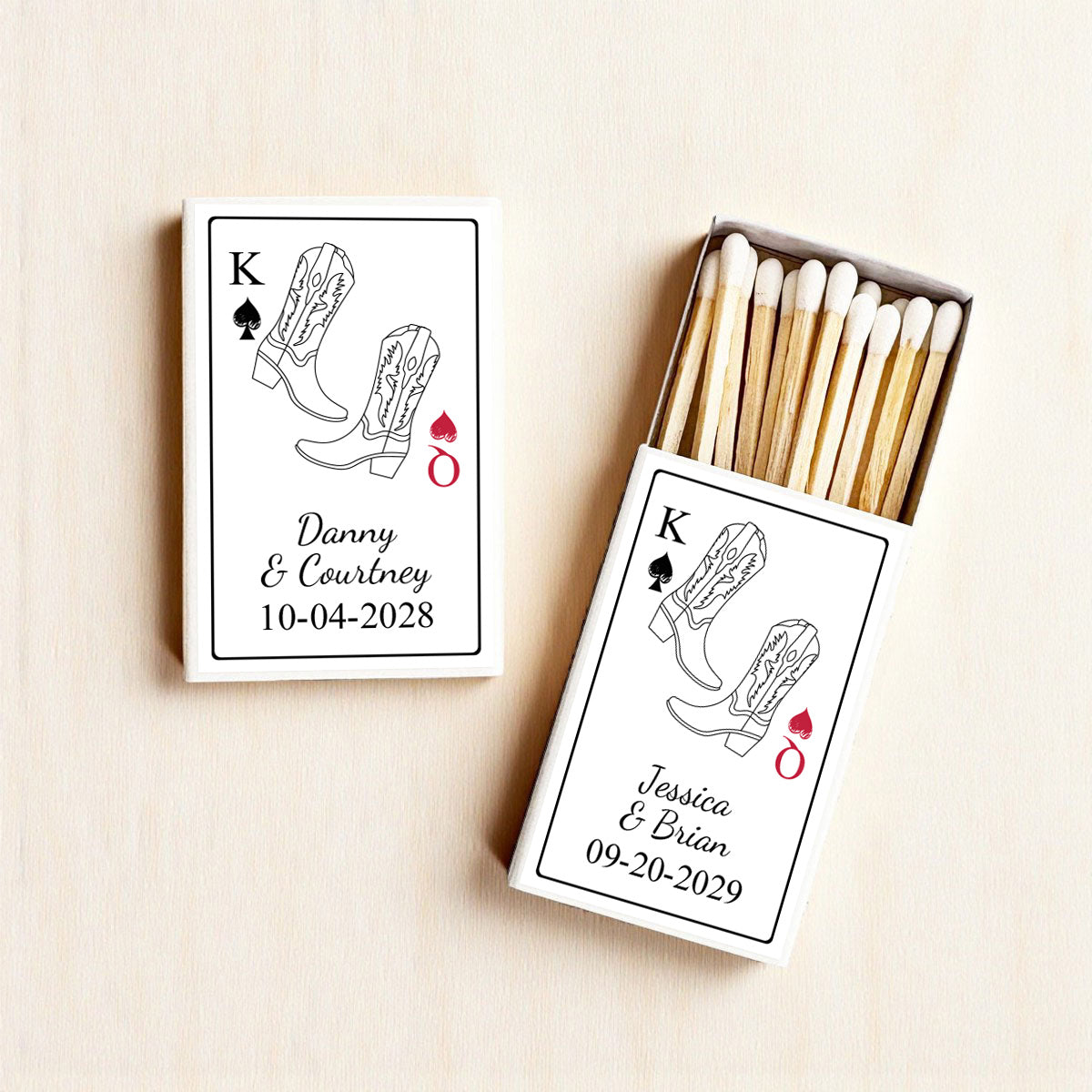 Western Cowboy Boots Personalized Matches (Set of 50)