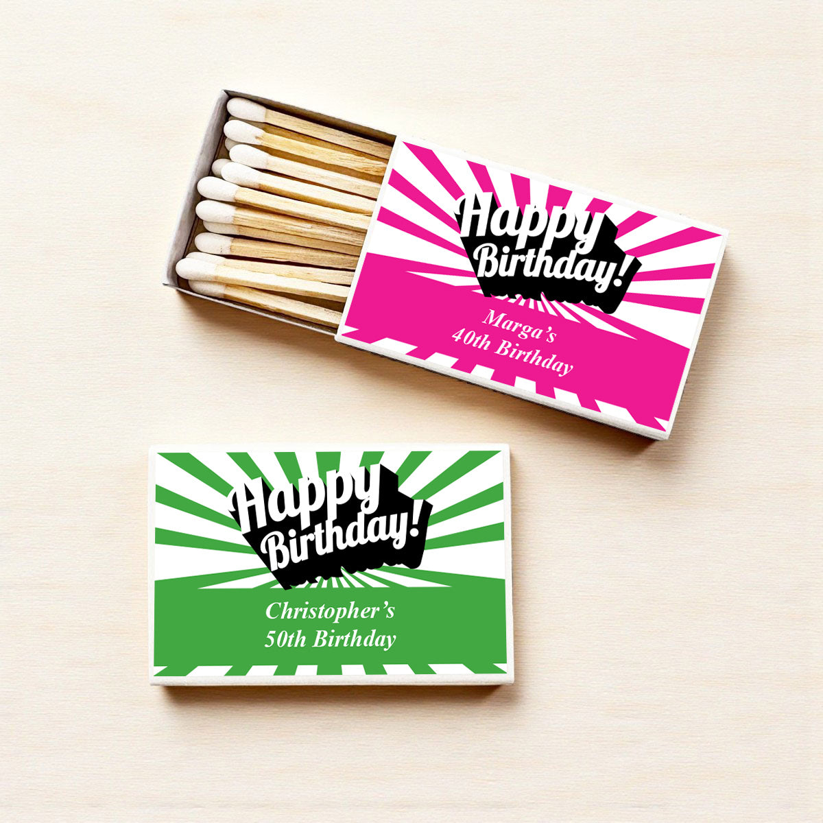 Happy Birthday Personalized Matches (Set of 50)
