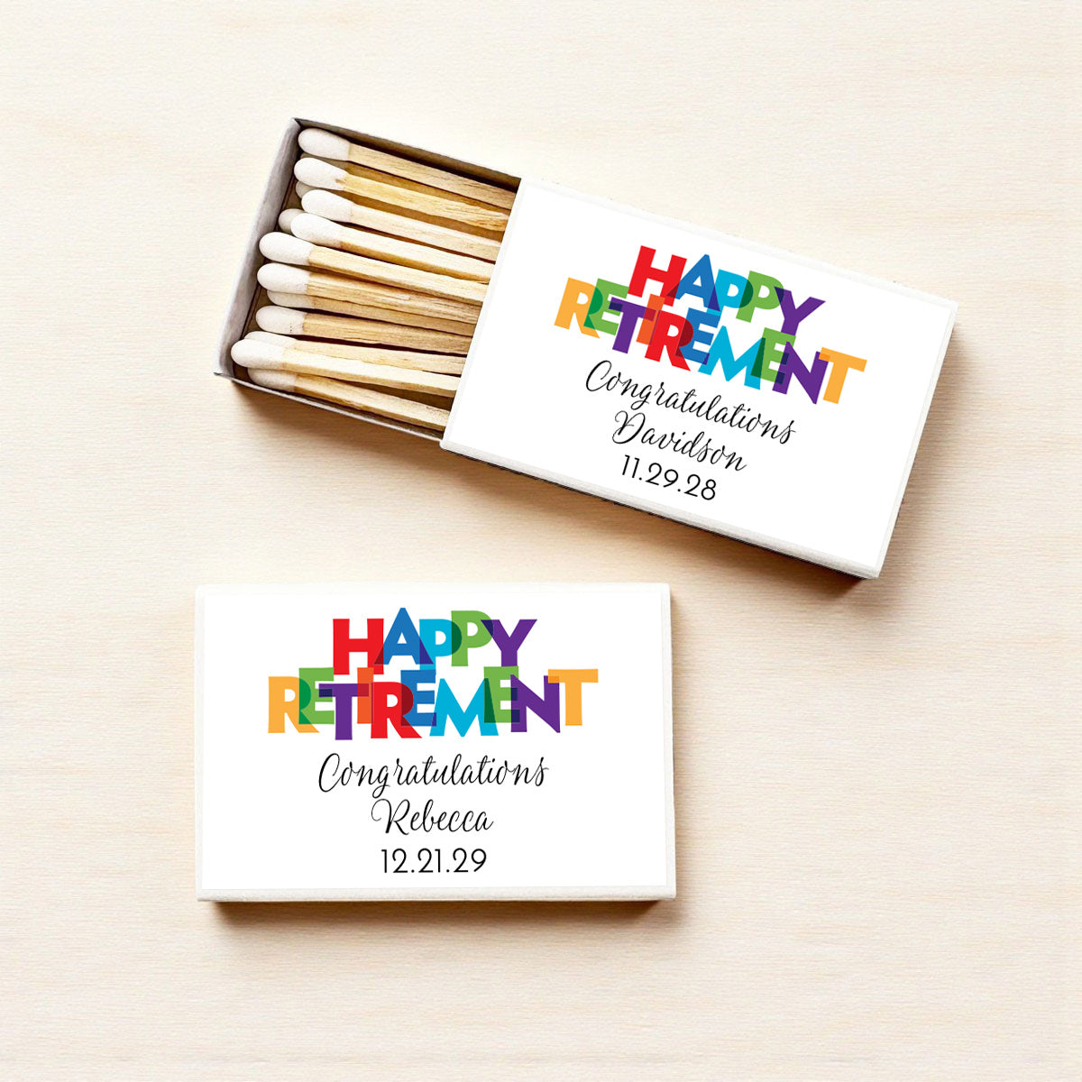 Happy Retirement Personalized Matches (Set of 50)