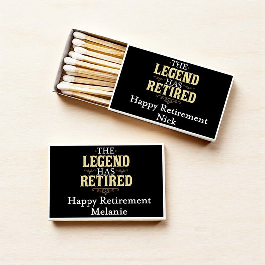The Legend Has Retired Personalized Matches (Set of 50)