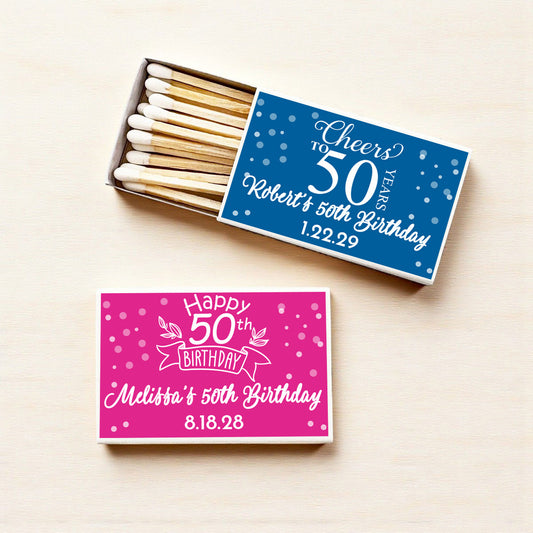 50th Birthday Personalized Matches (Set of 50)