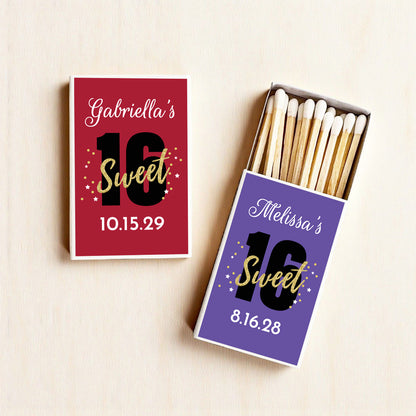 Sweet 16 Personalized Matches (Set of 50)