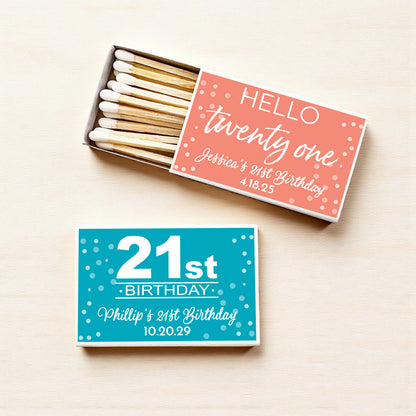 21st Birthday Personalized Matches (Set of 50)