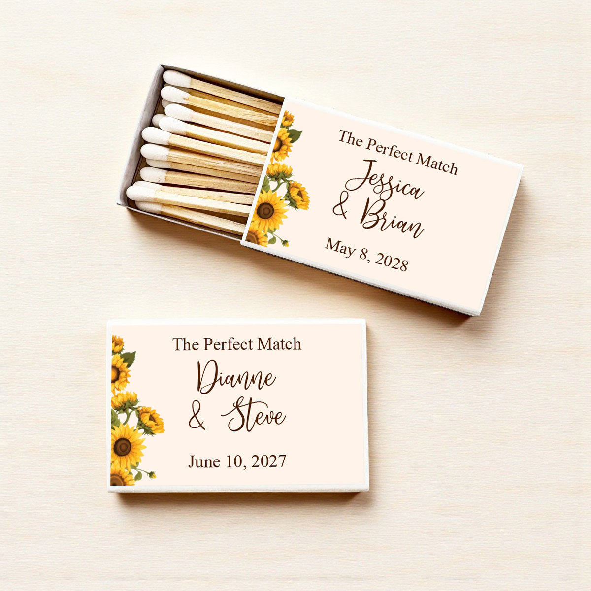 Sunflower Personalized Matches (Set of 50)