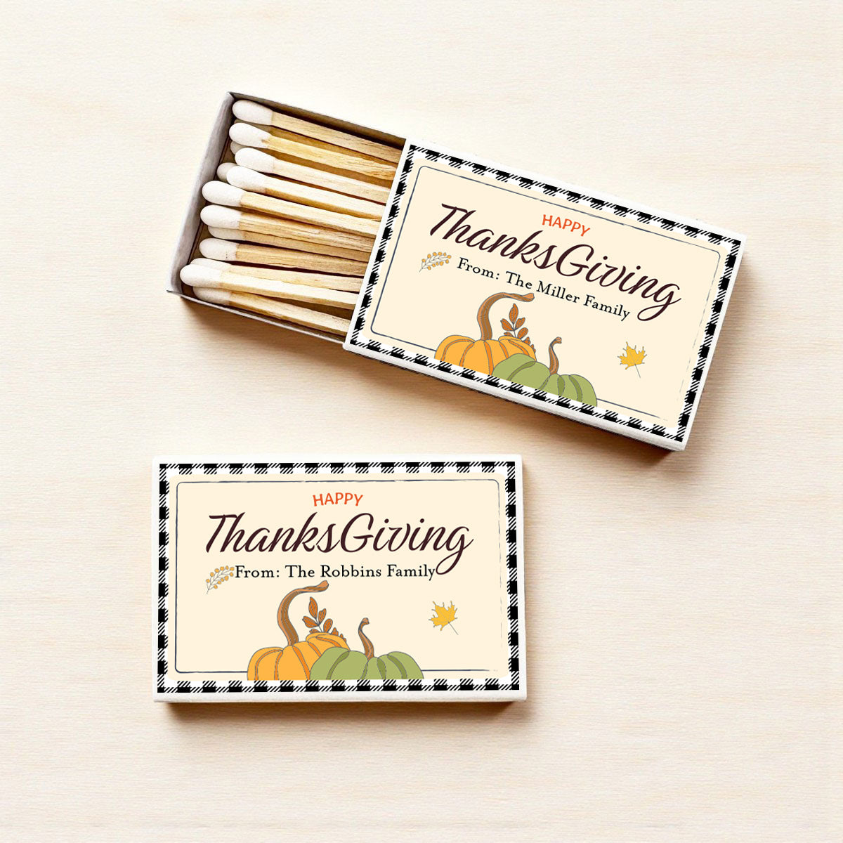 Happy Thanksgiving Personalized Matches (Set of 50)
