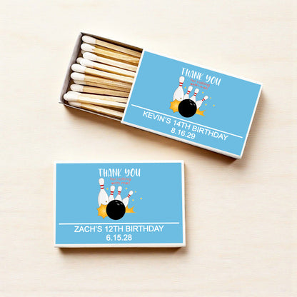 Bowling Kids Birthday Personalized Matches (Set of 50)