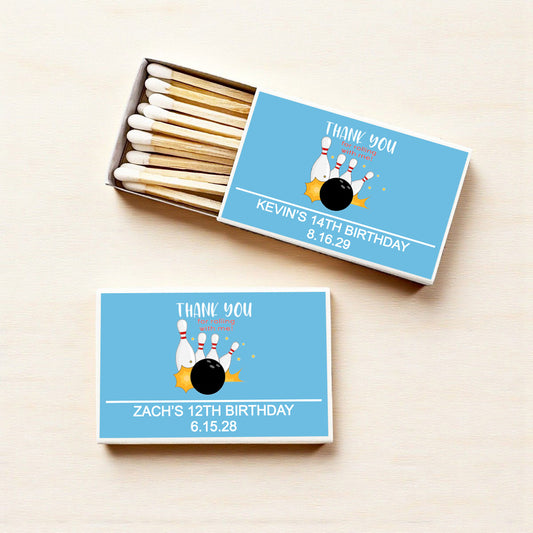 Bowling Kids Birthday Personalized Matches (Set of 50)