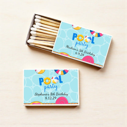 Pool Party Birthday Personalized Matches (Set of 50)
