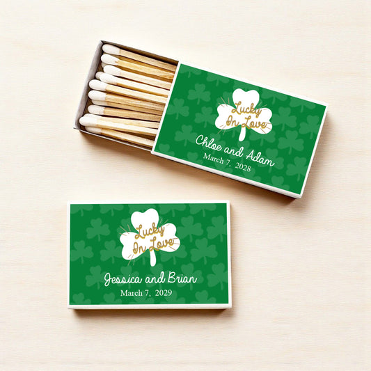 Lucky In Love Shamrock Personalized Matches (Set of 50)