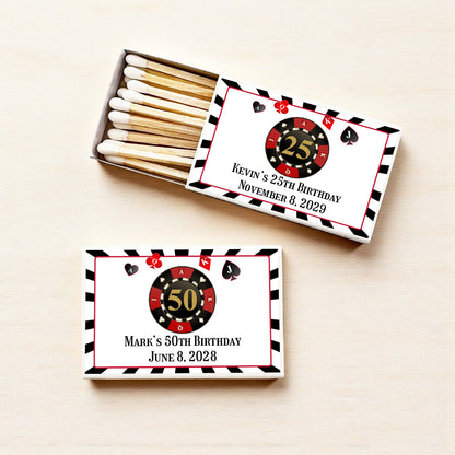 Vegas Birthday Personalized Matches (Set of 50)