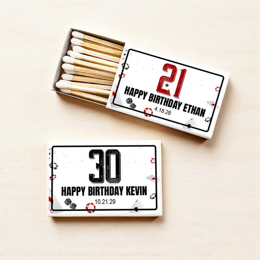 Vegas Birthday Personalized Matches (Set of 50)