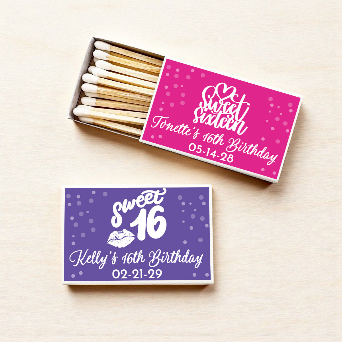 Sweet 16 Personalized Matches (Set of 50)