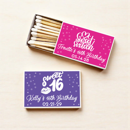 Sweet 16 Personalized Matches (Set of 50)