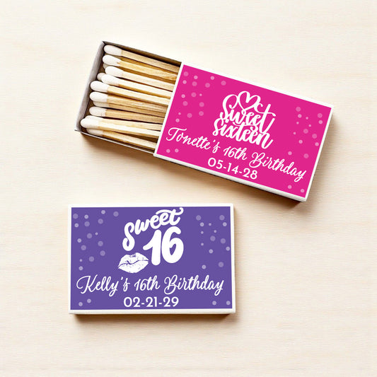 Sweet 16 Personalized Matches (Set of 50)