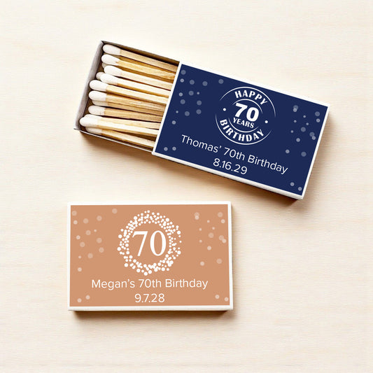 70th Birthday Personalized Matches (Set of 50)