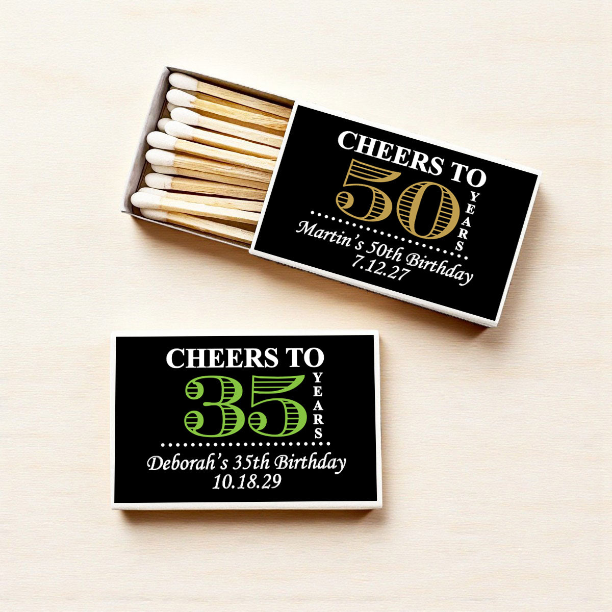 Cheers to Years Personalized Matches (Set of 50)