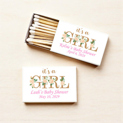It's A Girl Personalized Matches (Set of 50)