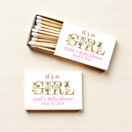 It's A Girl Personalized Matches (Set of 50)