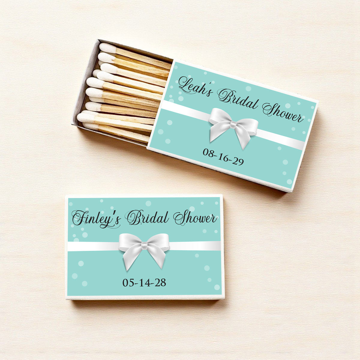 Tiffany Bow Personalized Matches (Set of 50)