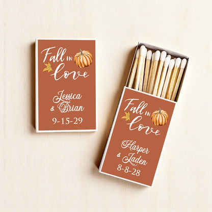 Fall In Love Pumpkin Personalized Matches (Set of 50)