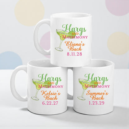 Margs and Matrimony Personalized White Ceramic Coffee Mug (Set of 12)