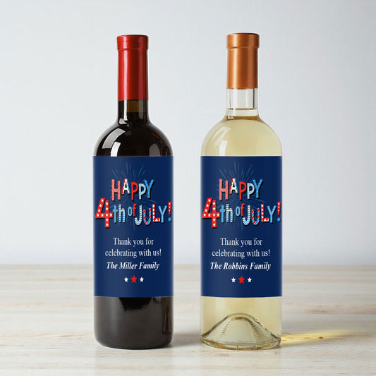 Fourth Of July Personalized Wine Labels (Set of 12)