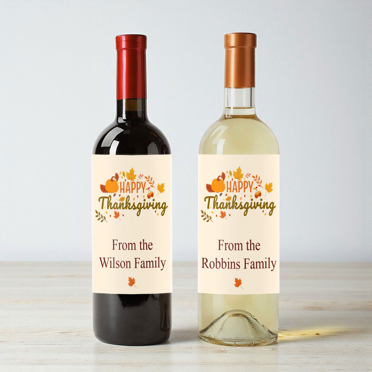 Happy Thanksgiving Personalized Wine Labels (Set of 12)
