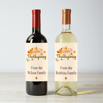 Happy Thanksgiving Personalized Wine Labels (Set of 12)
