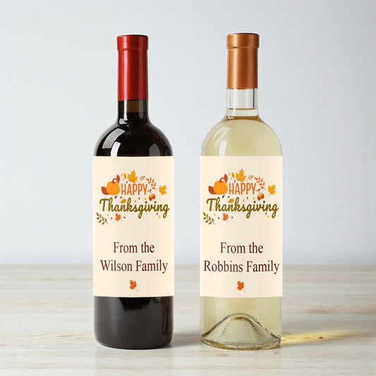 Happy Thanksgiving Personalized Wine Labels (Set of 12)