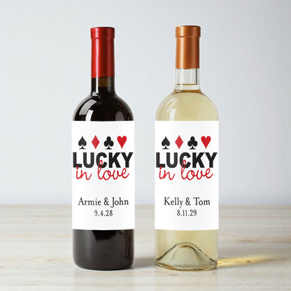 Lucky In Love Vegas Personalized Wine Labels (Set of 12)