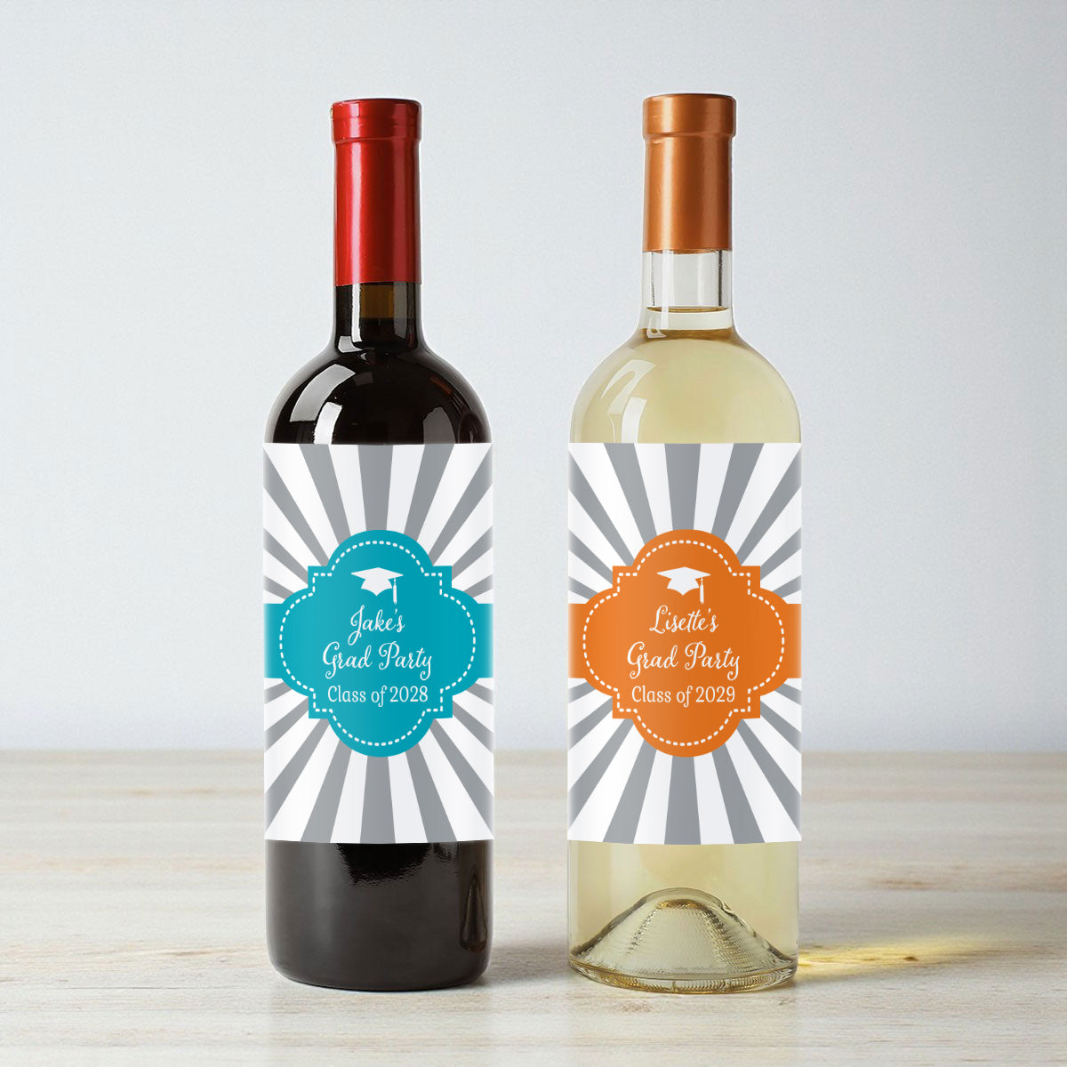 Graduation Cap Personalized Wine Labels (Set of 12)