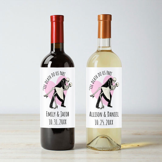 Til Death Do Us Part Personalized Wine Labels (Set of 12)