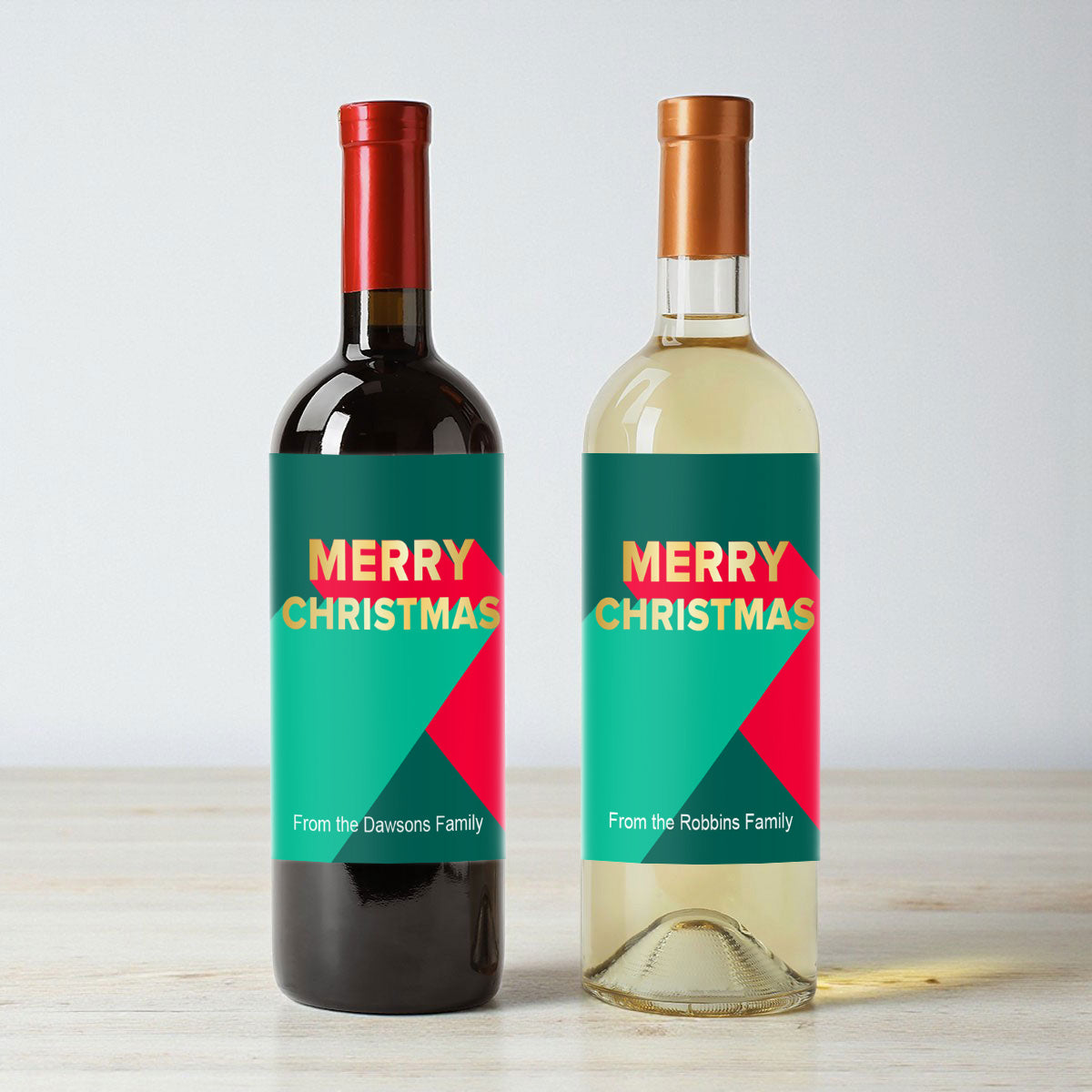 Merry Christmas Personalized Wine Labels (Set of 12)