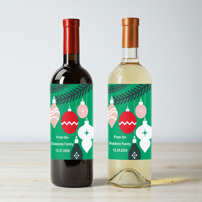 Christmas Ornaments Personalized Wine Labels (Set of 12)