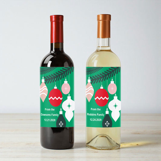 Christmas Ornaments Personalized Wine Labels (Set of 12)